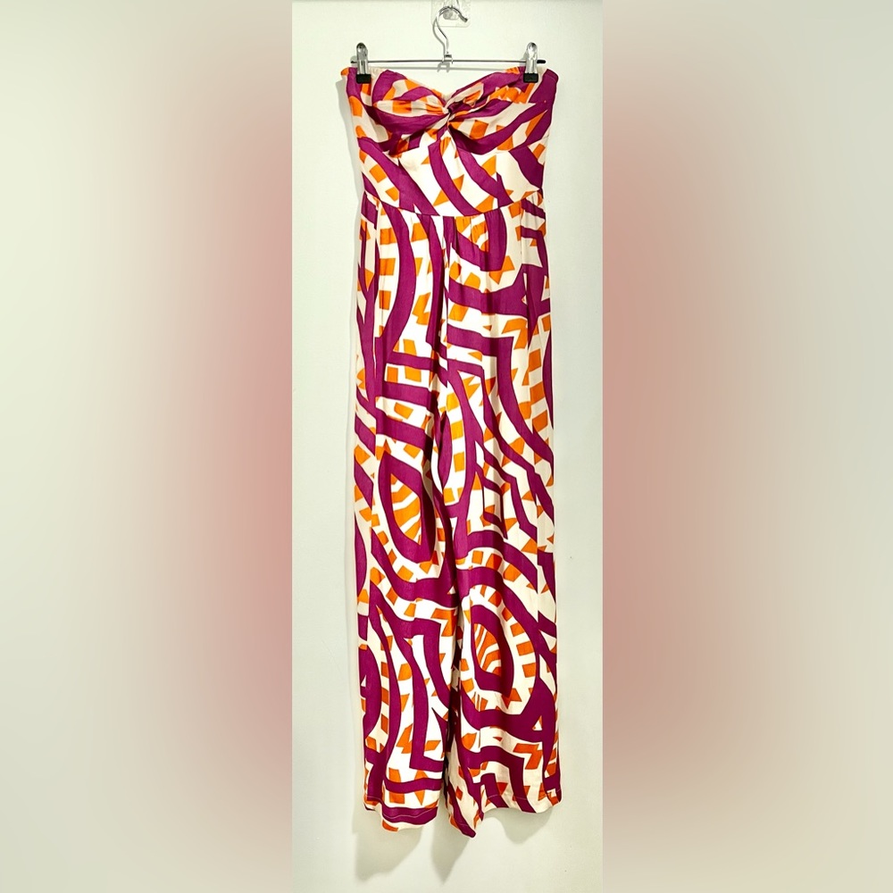 Tracy Reese x Anthropologie super fun and bright strapless pants romper.